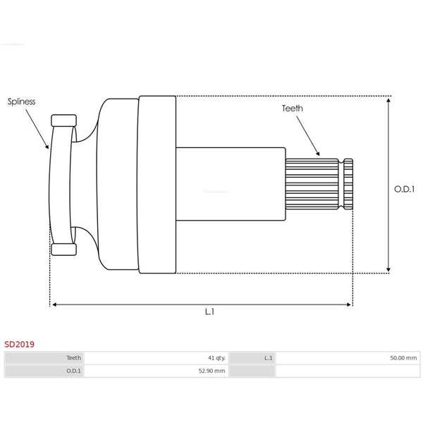 Drev, startmotor As-pl SD2019 AS-PL Drev, startmotor As-pl SD2019 AS-PL