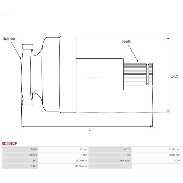 Drev, startmotor As-pl SD5082P AS-PL