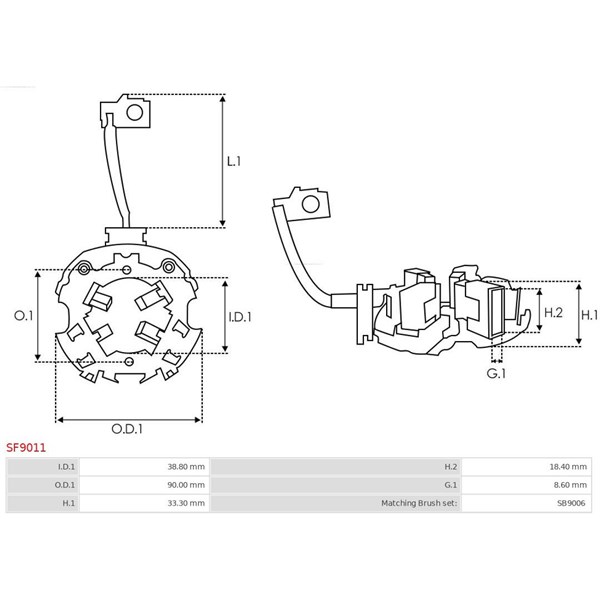 Hållare, kolborstar As-pl SF9011 AS-PL