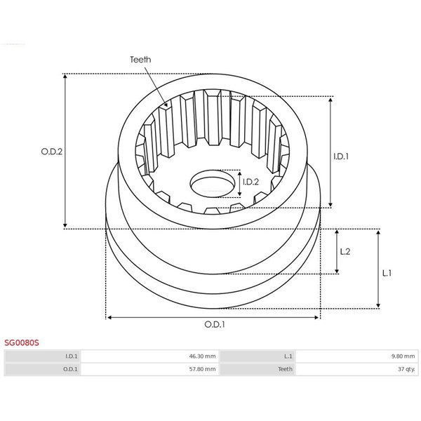 Reparationssats, Startmotor As-pl SG0080S AS-PL