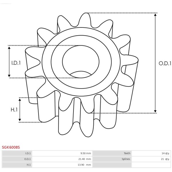 Reparationssats, Startmotor As-pl SGK6008S AS-PL
