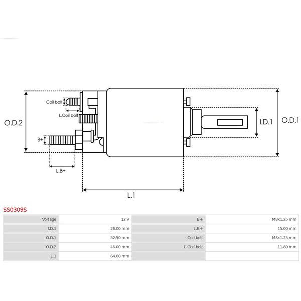 Magnetswitch, startmotor 12V As-pl SS0309S AS-PL Magnetswitch, startmotor 12V As-pl SS0309S AS-PL