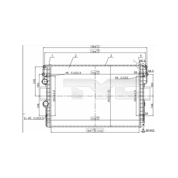 Kylare, motorkylning Tyc 715-0006-R TYC