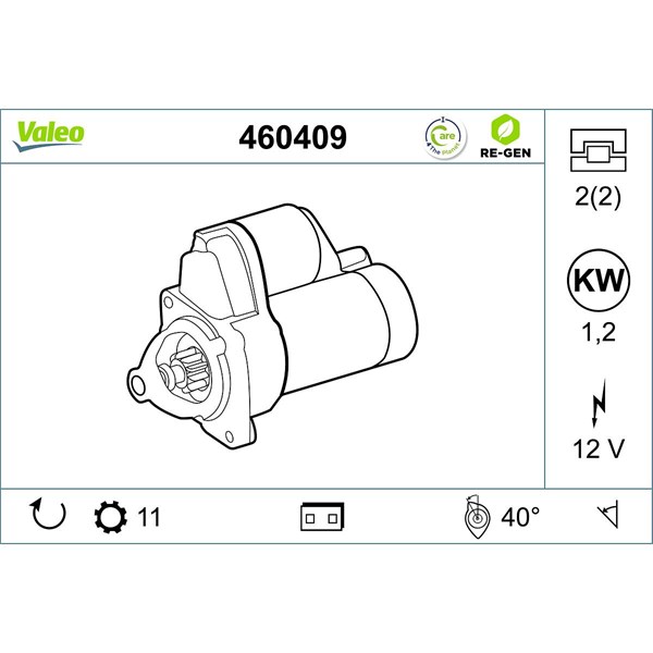 Startmotor 12V Valeo 460409 VALEO