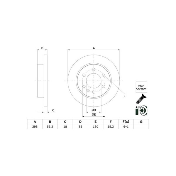 Bromsskiva Solid, Bakaxel Bosch 0 986 479 H07 BOSCH