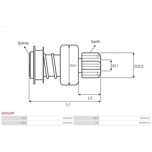 Frihjulsväxel, startmotor As-pl SD0104P AS-PL Frihjulsväxel, startmotor As-pl SD0104P AS-PL