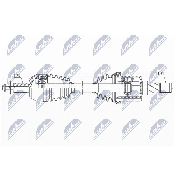 Drivaxel, framaxel vänster Nty NPW-VV-146 NTY