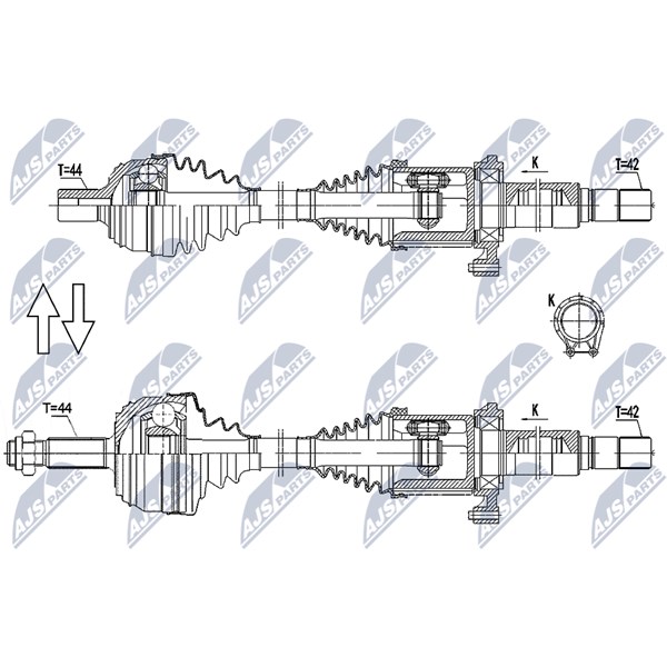 Drivaxel, framaxel höger Nty NPW-VW-179 NTY