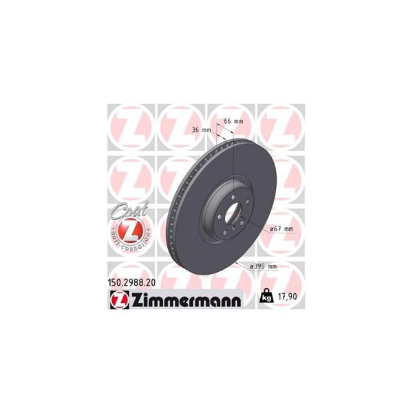 Bromsskiva Ventilerad, Framaxel Zimmermann 150.2988.20 ZIMMERMANN Bromsskiva Ventilerad, Framaxel Zimmermann 150.2988.20 ZIMMERMANN