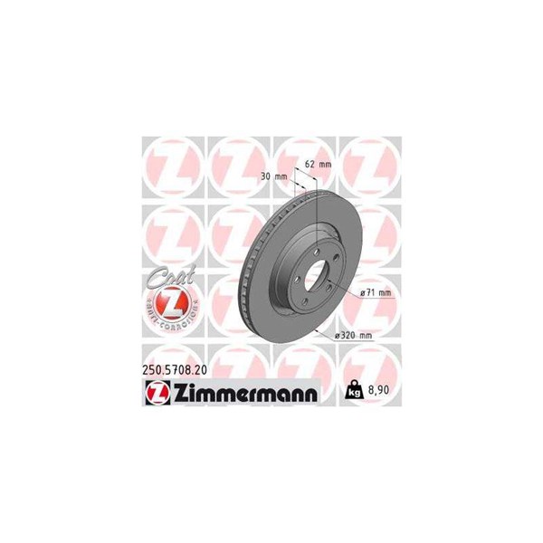 Bromsskiva Externt ventilerad, Framaxel Zimmermann 250.5708.20 ZIMMERMANN Bromsskiva Externt ventilerad, Framaxel Zimmermann 250.5708.20 ZIMMERMANN