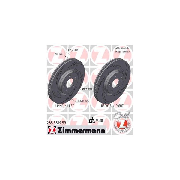 Bromsskiva Ventilerad, Framaxel Zimmermann 285.3519.53 ZIMMERMANN Bromsskiva Ventilerad, Framaxel Zimmermann 285.3519.53 ZIMMERMANN