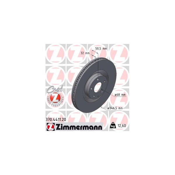 Bromsskiva Ventilerad, Framaxel Zimmermann 370.4411.20 ZIMMERMANN