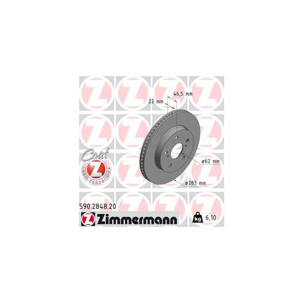 Bromsskiva Ventilerad, Framaxel Zimmermann 590.2848.20 ZIMMERMANN Bromsskiva Ventilerad, Framaxel Zimmermann 590.2848.20 ZIMMERMANN