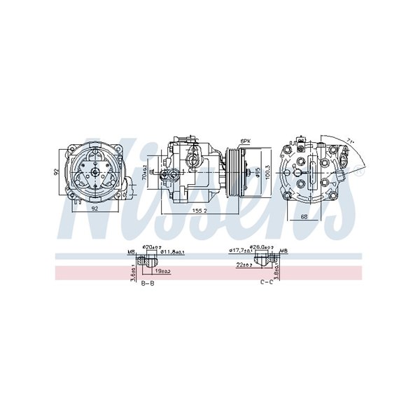 Kompressor, klimatanläggning 12V Nissens 890806 NISSENS