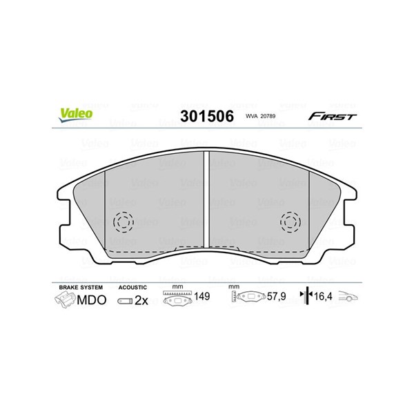 Bromsbeläggsats, Framaxel Valeo 301506 VALEO