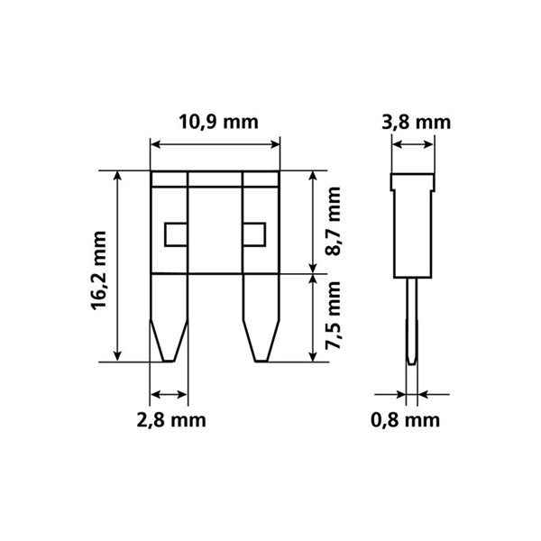 Säkringar Mini 7,5A - 30A, 10-pack, Universal