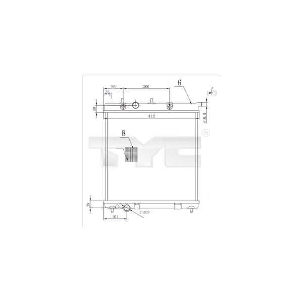 Kylare, motorkylning Tyc 705-0072-R TYC