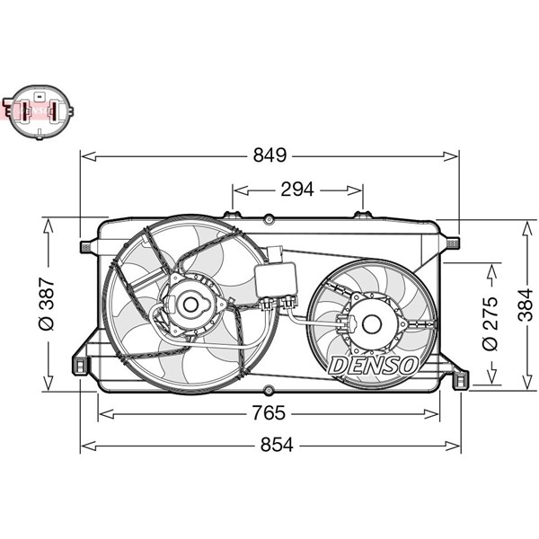 Fläkt, kylare 12V Denso DER10009 DENSO Fläkt, kylare 12V Denso DER10009 DENSO