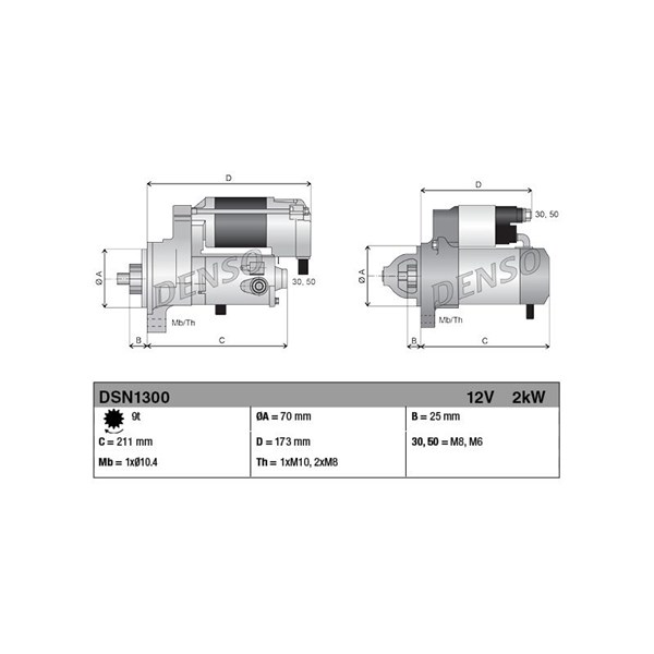 Startmotor 12V Denso DSN1300 DENSO