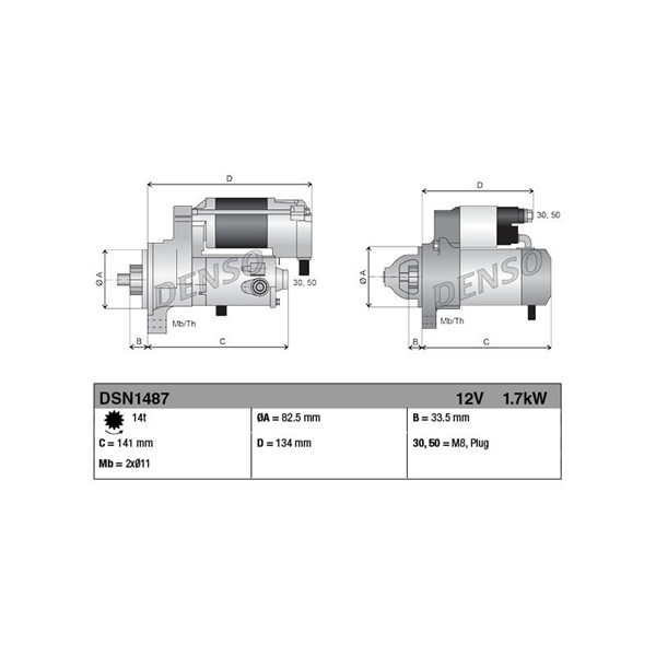 Startmotor 12V Denso DSN1487 DENSO