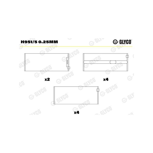 Vevlager Glyco H951/5 0.25mm GLYCO