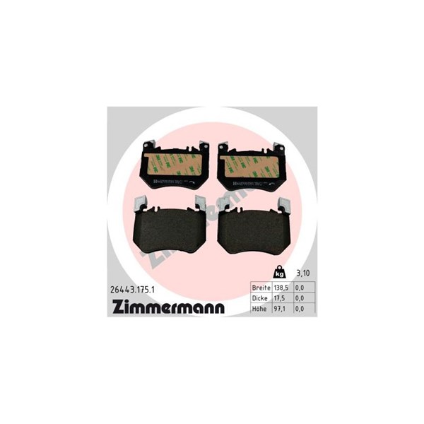 Bromsbeläggsats, Framaxel Zimmermann 26443.175.1 ZIMMERMANN