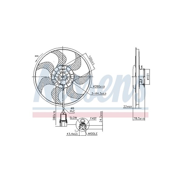 Fläkt, kylare 12V Nissens 850070 NISSENS