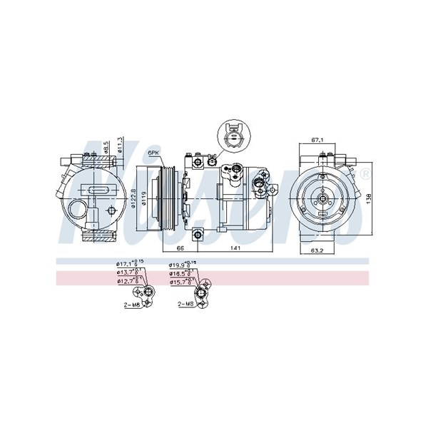 Kompressor, klimatanläggning 12V Nissens 890394 NISSENS