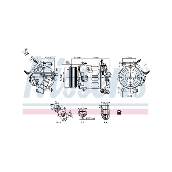 Kompressor, klimatanläggning 12V Nissens 890796 NISSENS