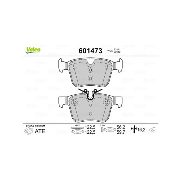 Bromsbeläggsats, Bakaxel, Framaxel Valeo 601473 VALEO Bromsbeläggsats, Bakaxel, Framaxel Valeo 601473 VALEO
