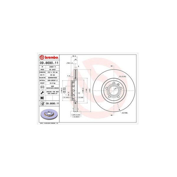 Bromsskiva Ventilerad, Framaxel Magneti marelli 360406001601 MAGNETI MARELLI