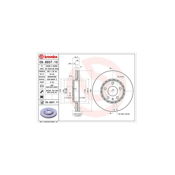 Bromsskiva Ventilerad, Framaxel Magneti marelli 360406008800 MAGNETI MARELLI