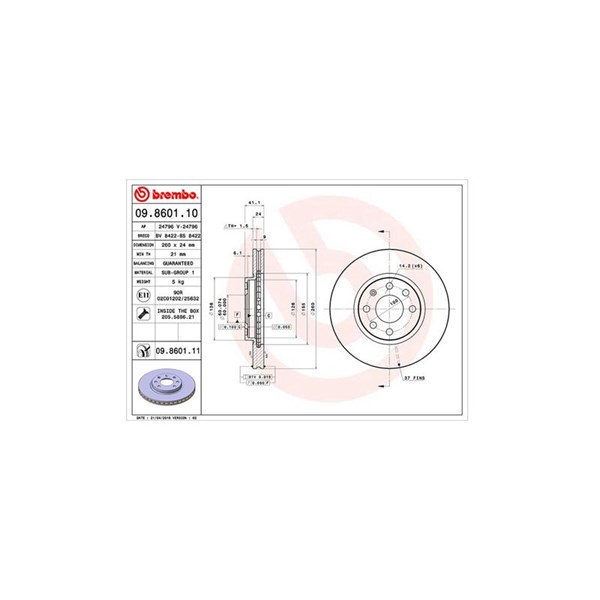 Bromsskiva Ventilerad, Framaxel Magneti marelli 360406039500 MAGNETI MARELLI