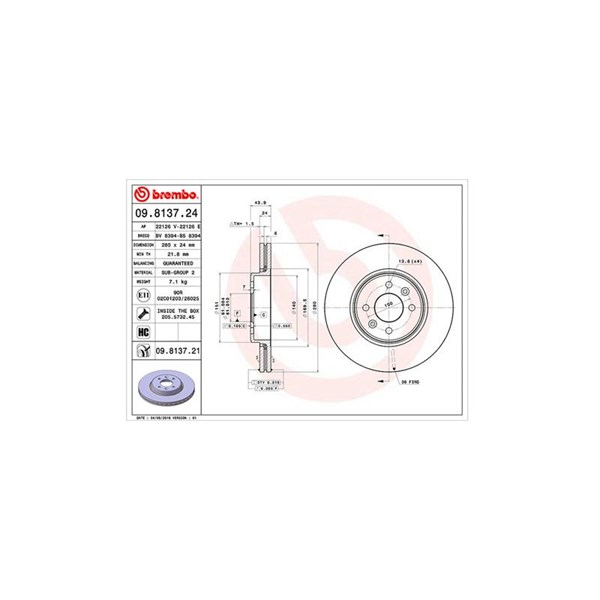 Bromsskiva Ventilerad, Framaxel Magneti marelli 360406043900 MAGNETI MARELLI