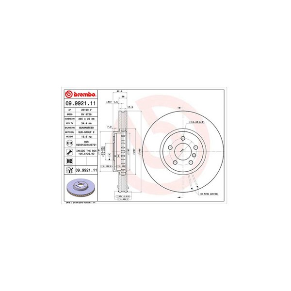 Bromsskiva Ventilerad, Framaxel Magneti marelli 360406068500 MAGNETI MARELLI