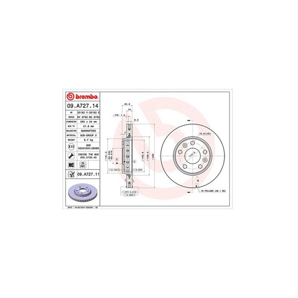 Bromsskiva Ventilerad, Framaxel Magneti marelli 360406077600 MAGNETI MARELLI