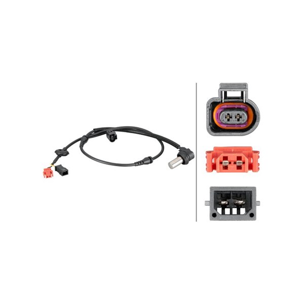 ABS-givare, Sensor, hjulvarvtal, Framaxel Hella 6PU 012 806-921 HELLA