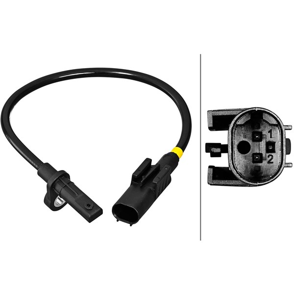 ABS-givare, Sensor, hjulvarvtal, Bakaxel Hella 6PU 358 217-161 HELLA