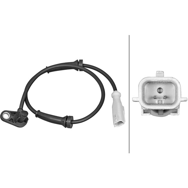 ABS-givare, Sensor, hjulvarvtal, Bakaxel vänster Hella 6PU 358 21 HELLA