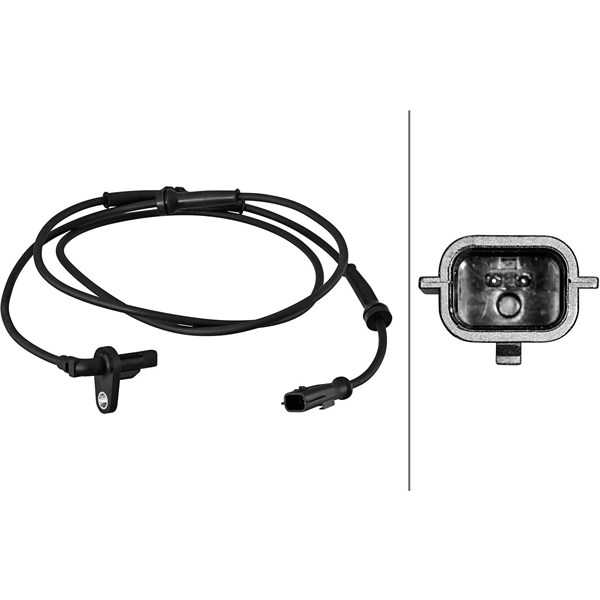 ABS-givare, Sensor, hjulvarvtal, Bakaxel höger Hella 6PU 358 217- HELLA