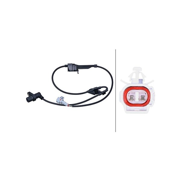 ABS-givare, Sensor, hjulvarvtal, framaxel vänster Hella 6PU 358 2 HELLA