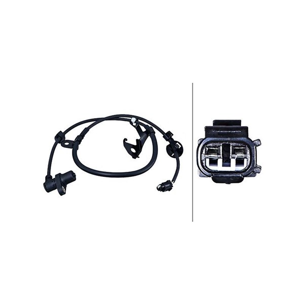ABS-givare, Sensor, hjulvarvtal, framaxel höger Hella 6PU 358 218 HELLA