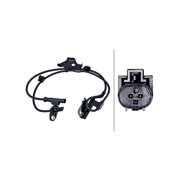 ABS-givare, Sensor, hjulvarvtal, framaxel vänster Hella 6PU 358 2 HELLA