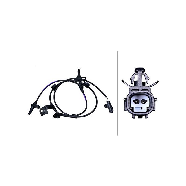 ABS-givare, Sensor, hjulvarvtal, framaxel vänster Hella 6PU 358 2 HELLA