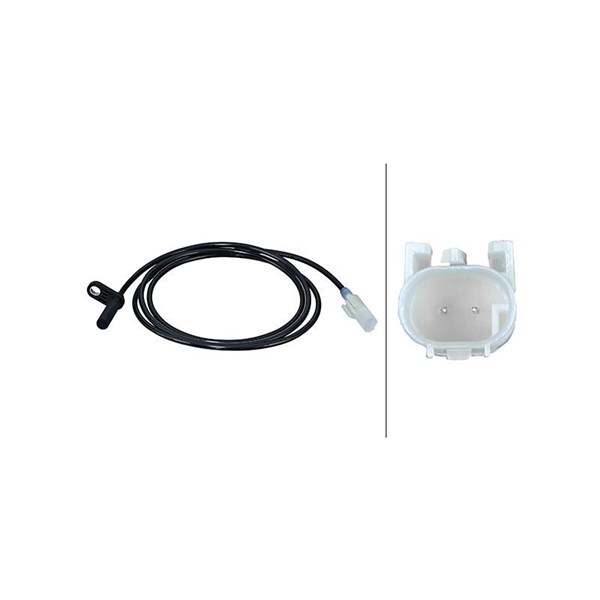 ABS-givare, Sensor, hjulvarvtal, Bakaxel höger Hella 6PU 358 218- HELLA