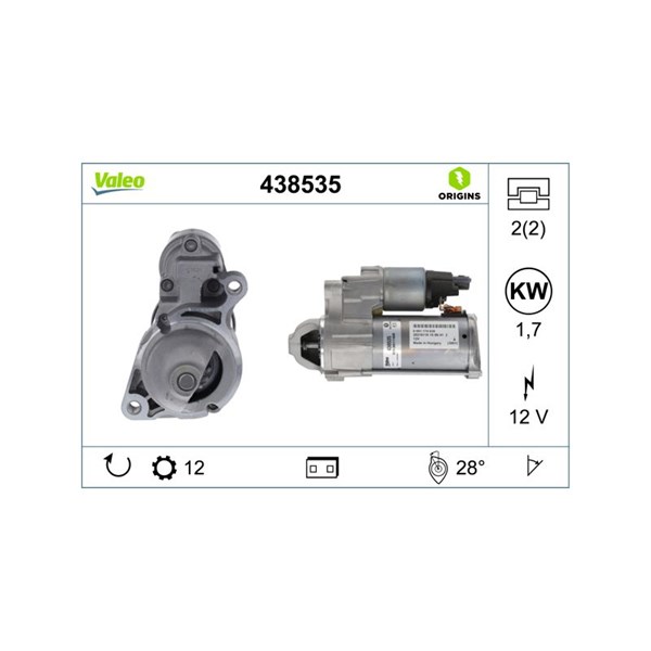 Startmotor 12V Valeo 438535 VALEO