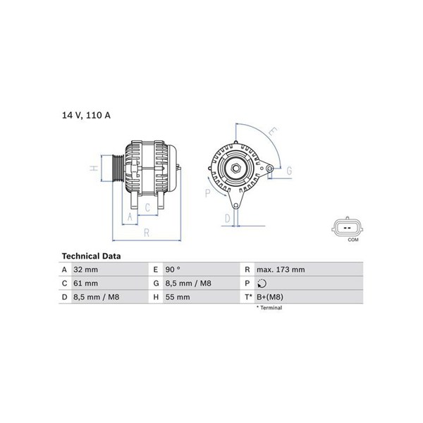 Generator 14V 110A Bosch 0 986 083 980 BOSCH