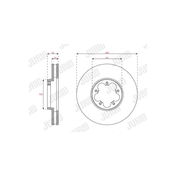 Bromsskiva Ventilerad, Framaxel Jurid 563701JC JURID
