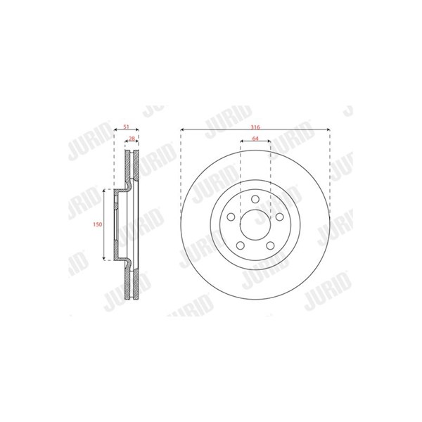 Bromsskiva Ventilerad, Framaxel Jurid 563702JC JURID Bromsskiva Ventilerad, Framaxel Jurid 563702JC JURID