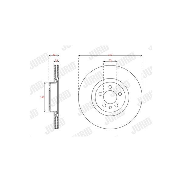 Bromsskiva Ventilerad, Framaxel Jurid 563724JC JURID